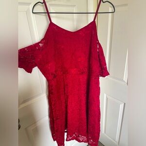 2x SHEIN dress, red with cold shoulder